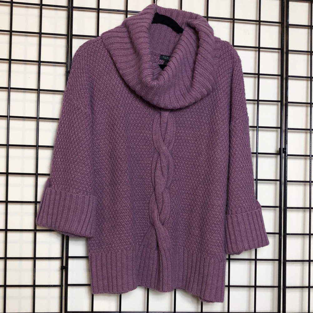 Talbots M Purple Cowl Neck Heavy Knit Sweater Drop Shoulder Warm & Cozy